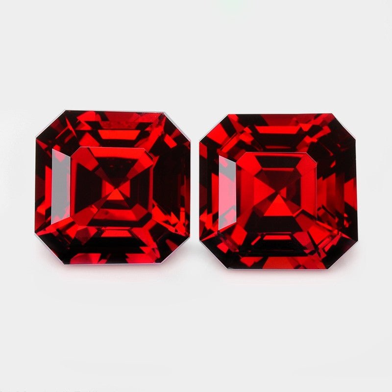 Natural Almandine Garnets 6.80 ct – Asscher Cut Matching Pair, Untreated