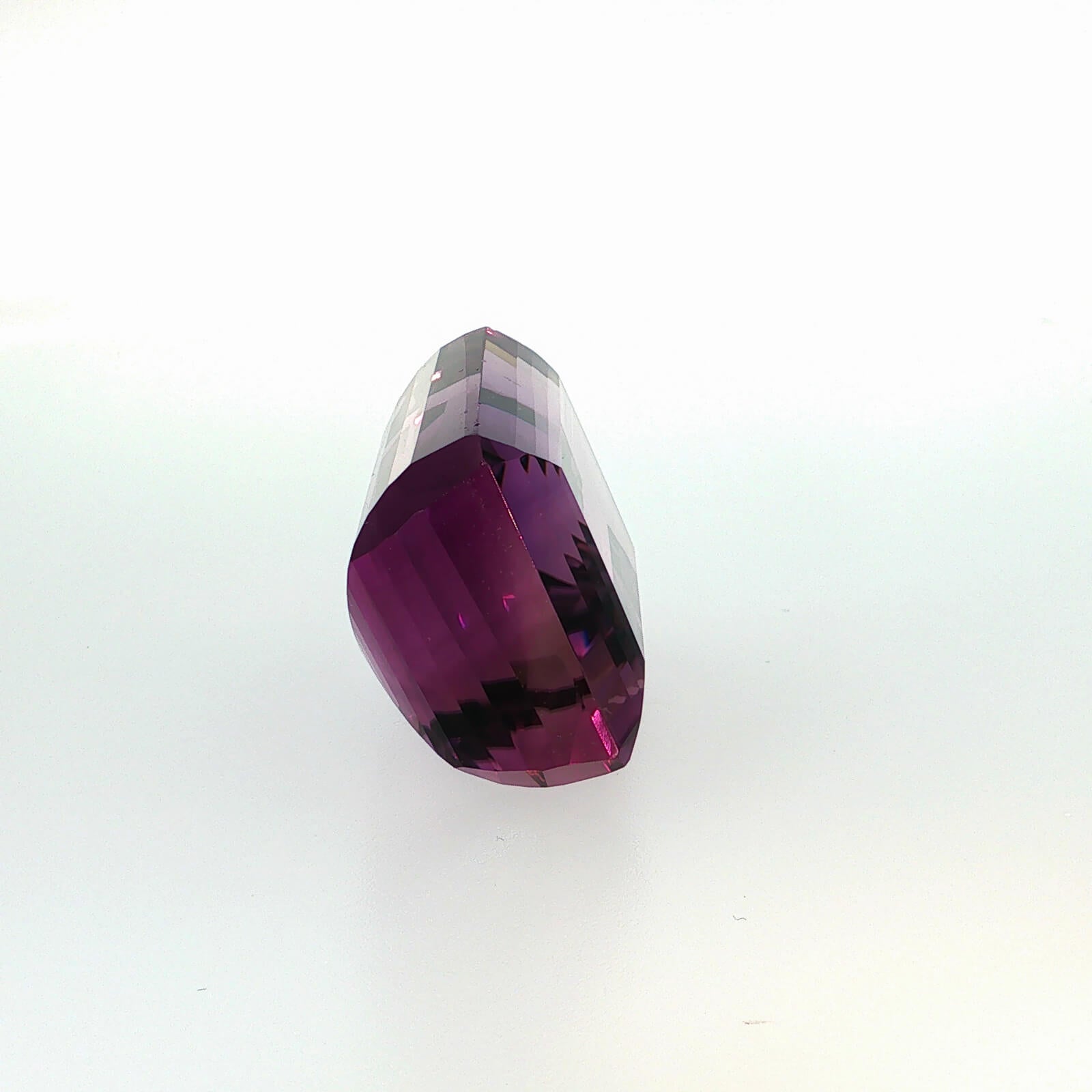 Natural amethyst, 144.05 carats, emerald cut, clarity: eye clean, purple color, measuring 36.80 × 23.60 × 17.48 mm