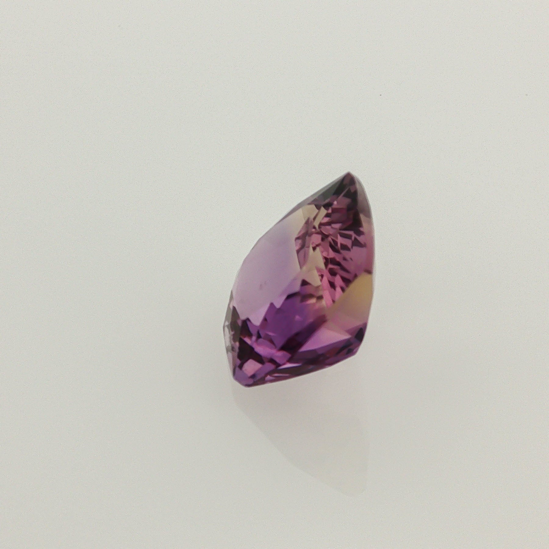 Natural ametrine, bicolor - vivid purple / vivid yellow, cushion cut, 10.36 ct, loose gemstone, view 2.
