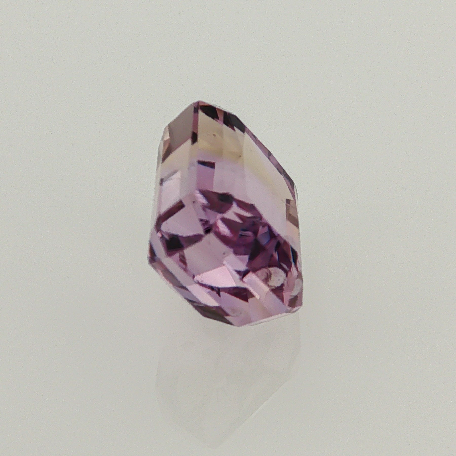 Natural ametrine, light purple / light yellow, emerald cut, 10.36 ct, loose gemstone, view 4.