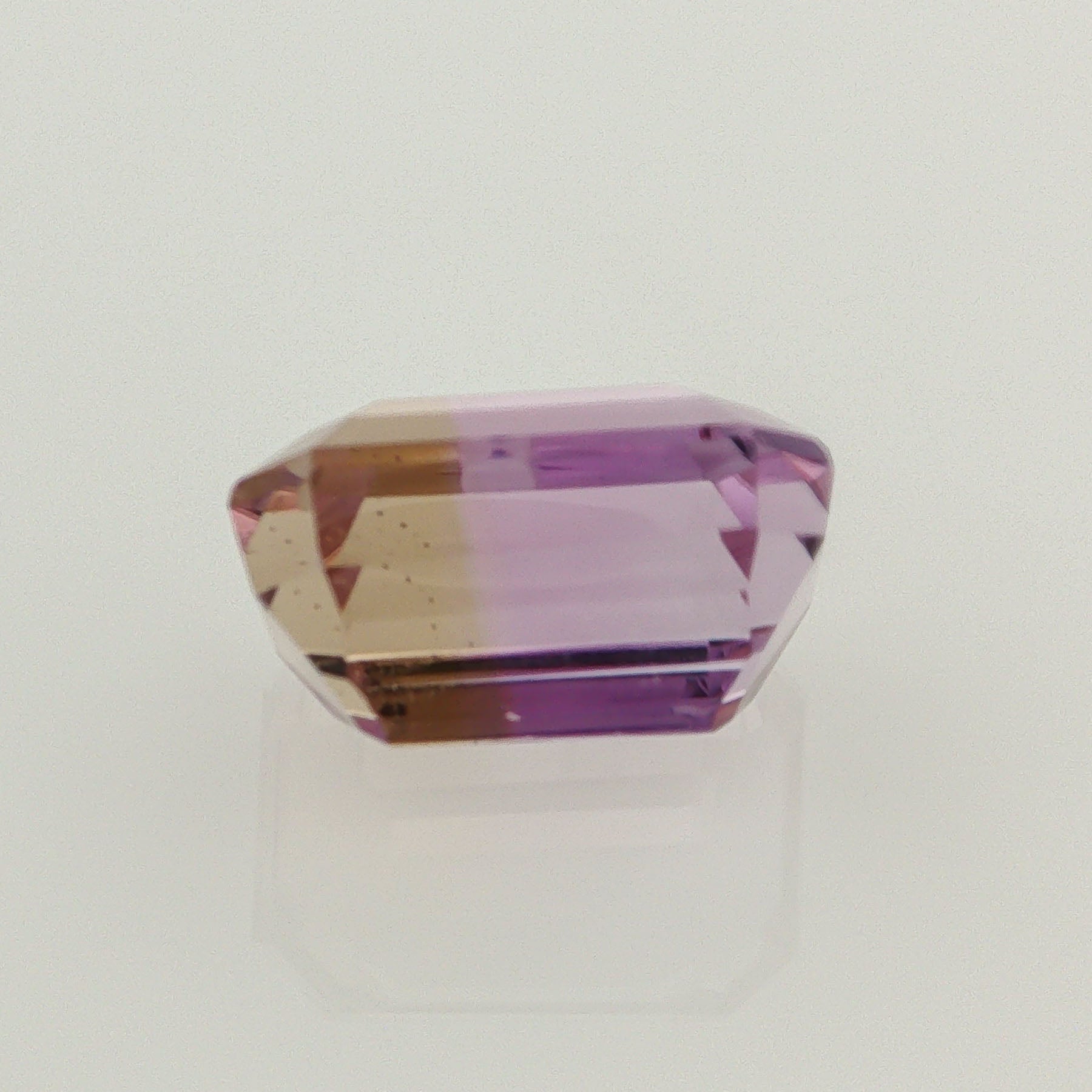 Natural ametrine, light purple / light yellow, emerald cut, 10.82 ct, loose gemstone, view 3.