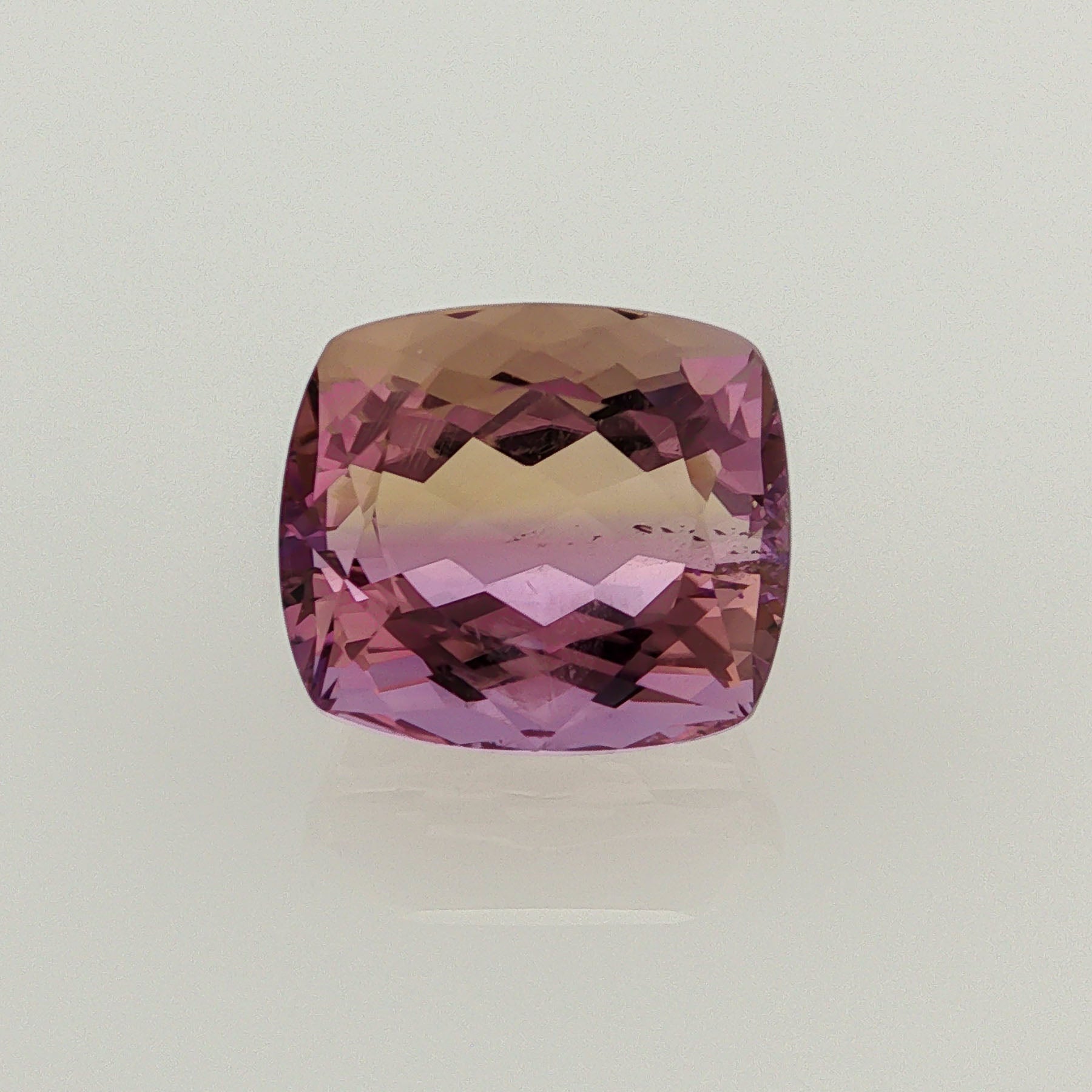 Natural ametrine, bicolor - purple / yellow, cushion cut, 11.02 ct, loose gemstone.