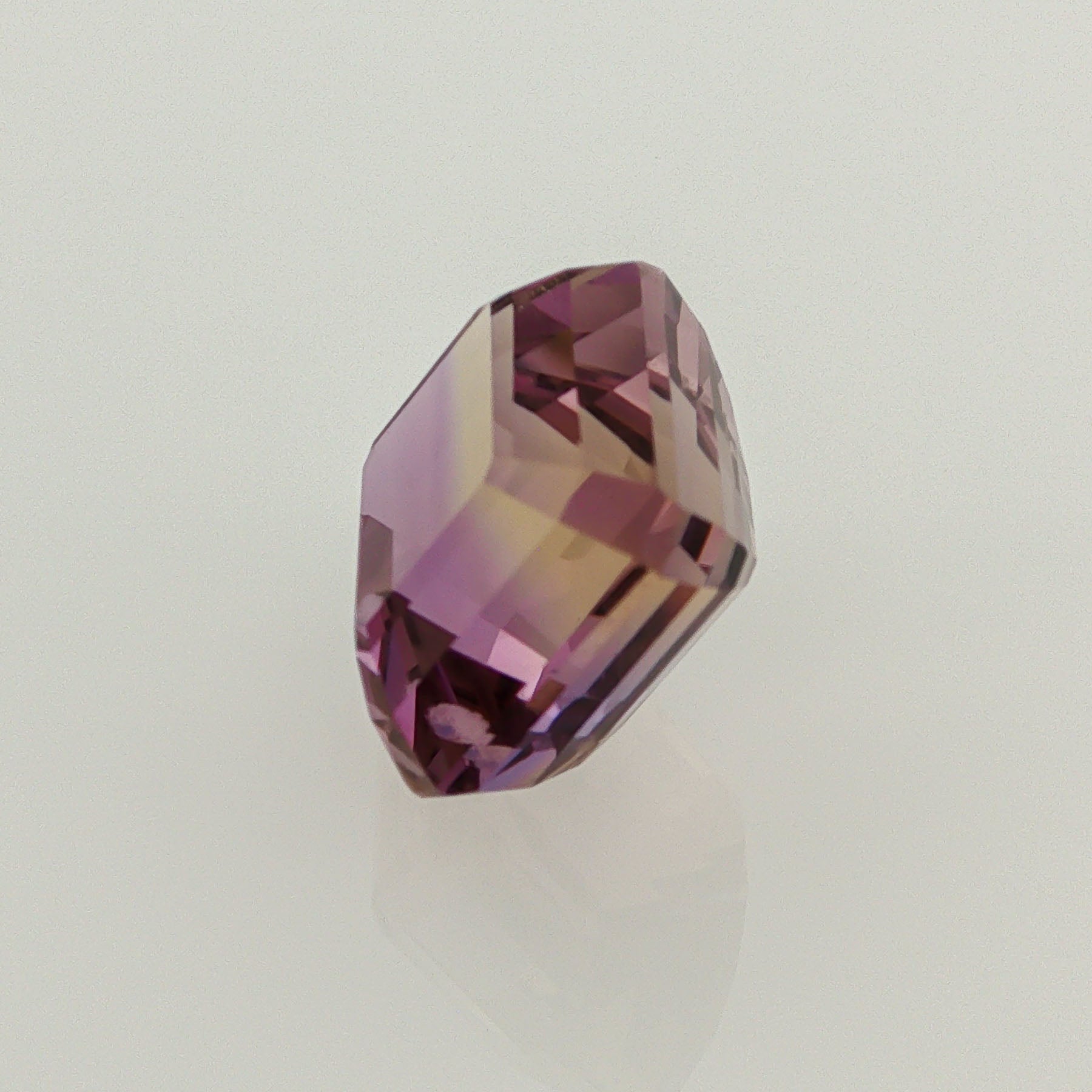 Natural ametrine, bicolor - vivid purple / vivid yellow, emerald cut, 11.93 ct, loose gemstone, view 2.