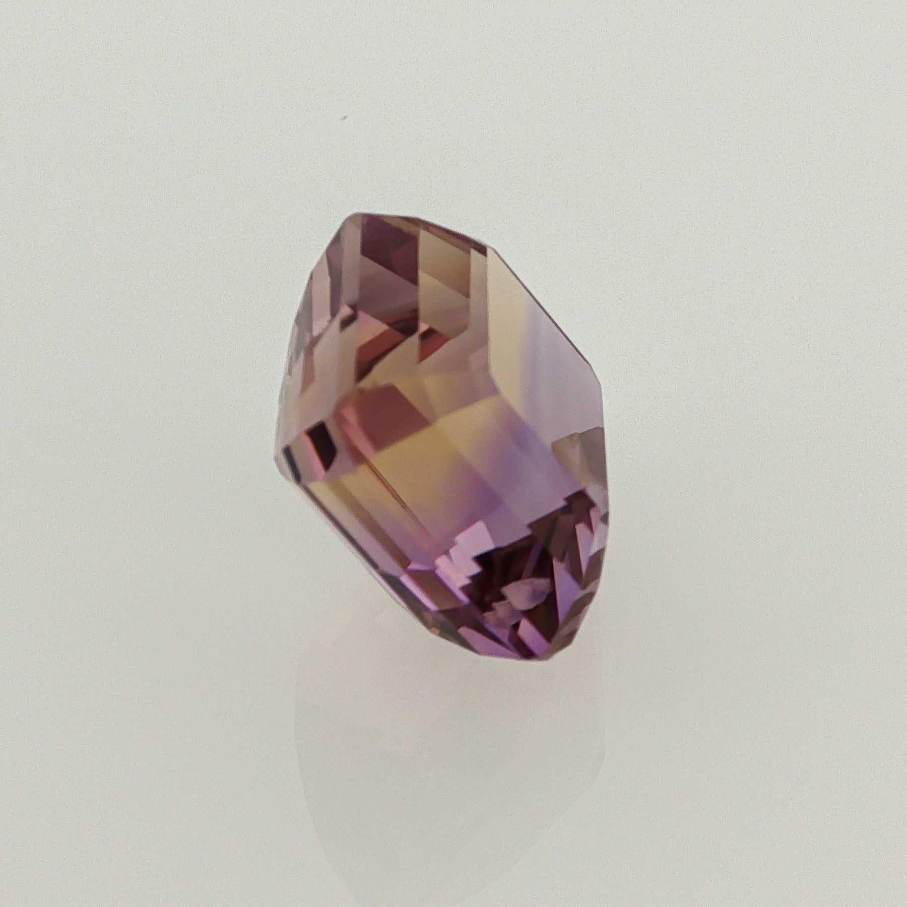 Natural ametrine, bicolor - vivid purple / vivid yellow, emerald cut, 11.93 ct, loose gemstone, view 4.