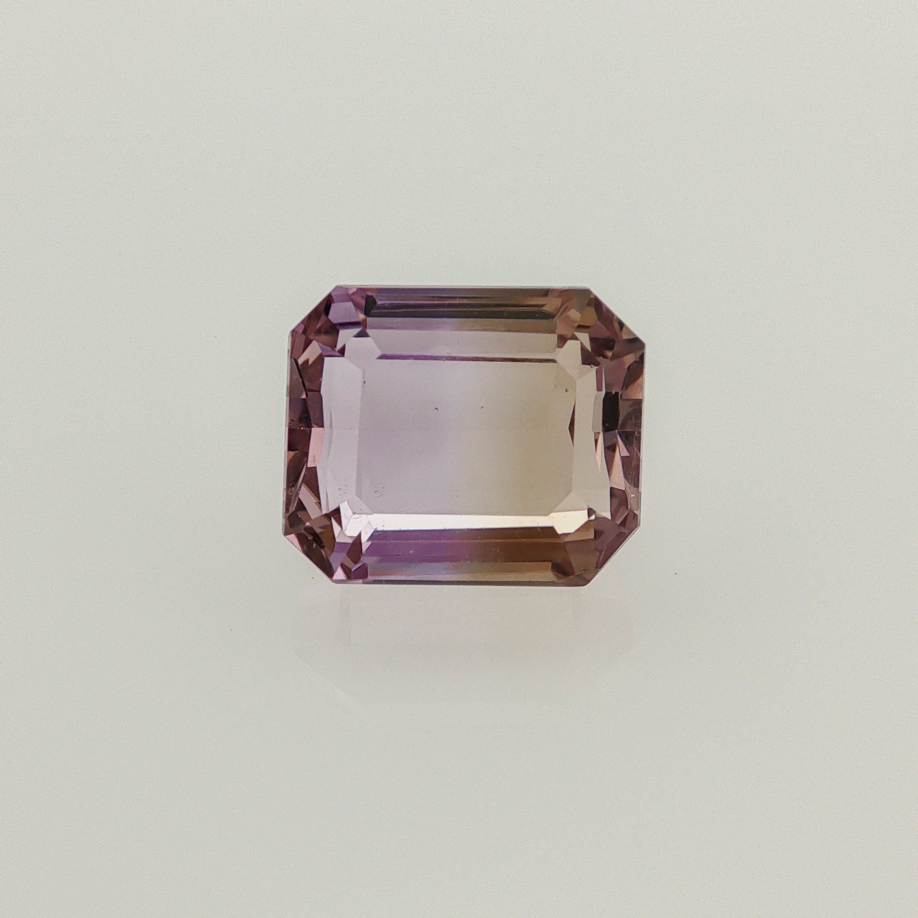Natural ametrine, light purple / light yellow, emerald cut, 12.79 ct, loose gemstone.