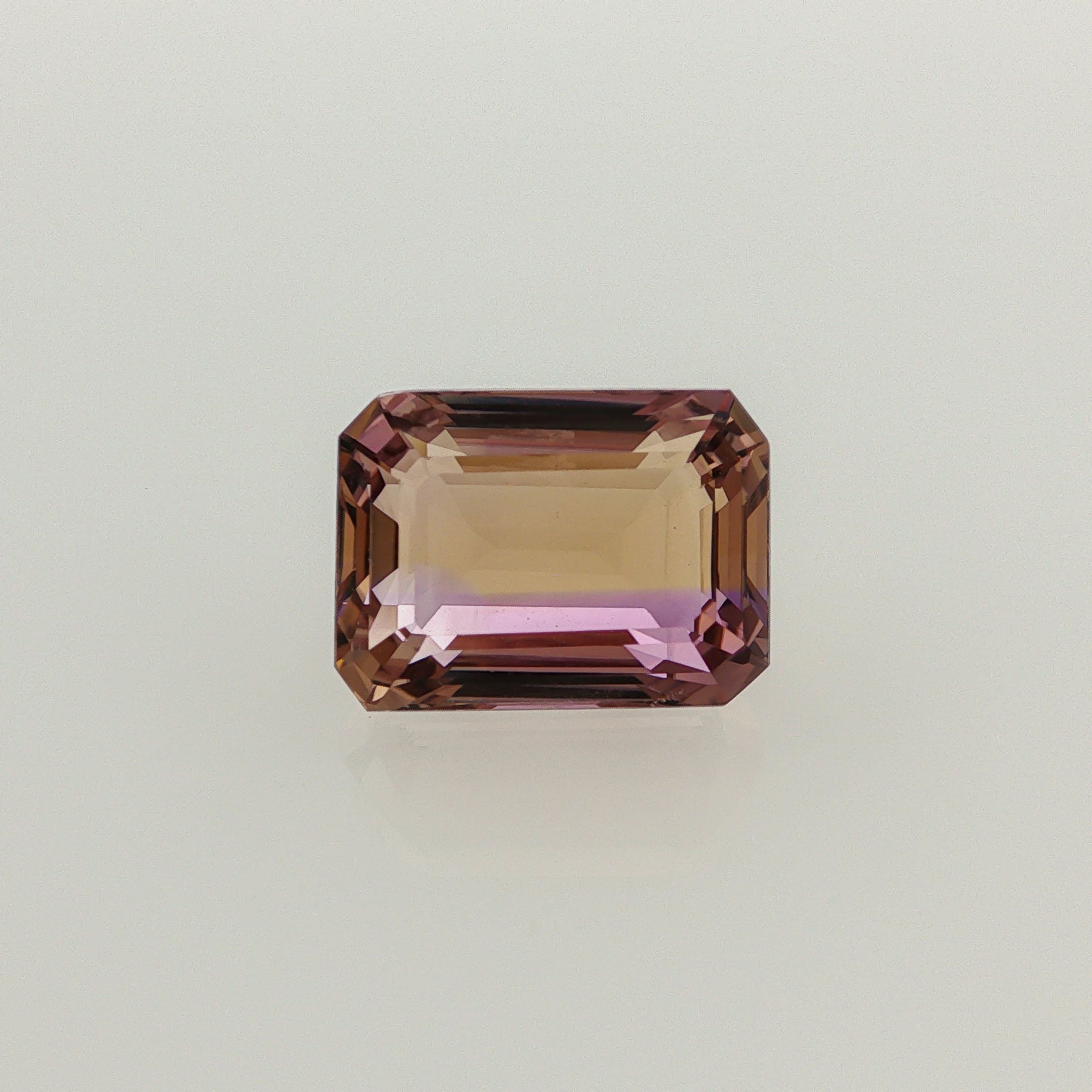 Natural ametrine, light purple / light yellow, emerald cut, 14.25 ct, loose gemstone.
