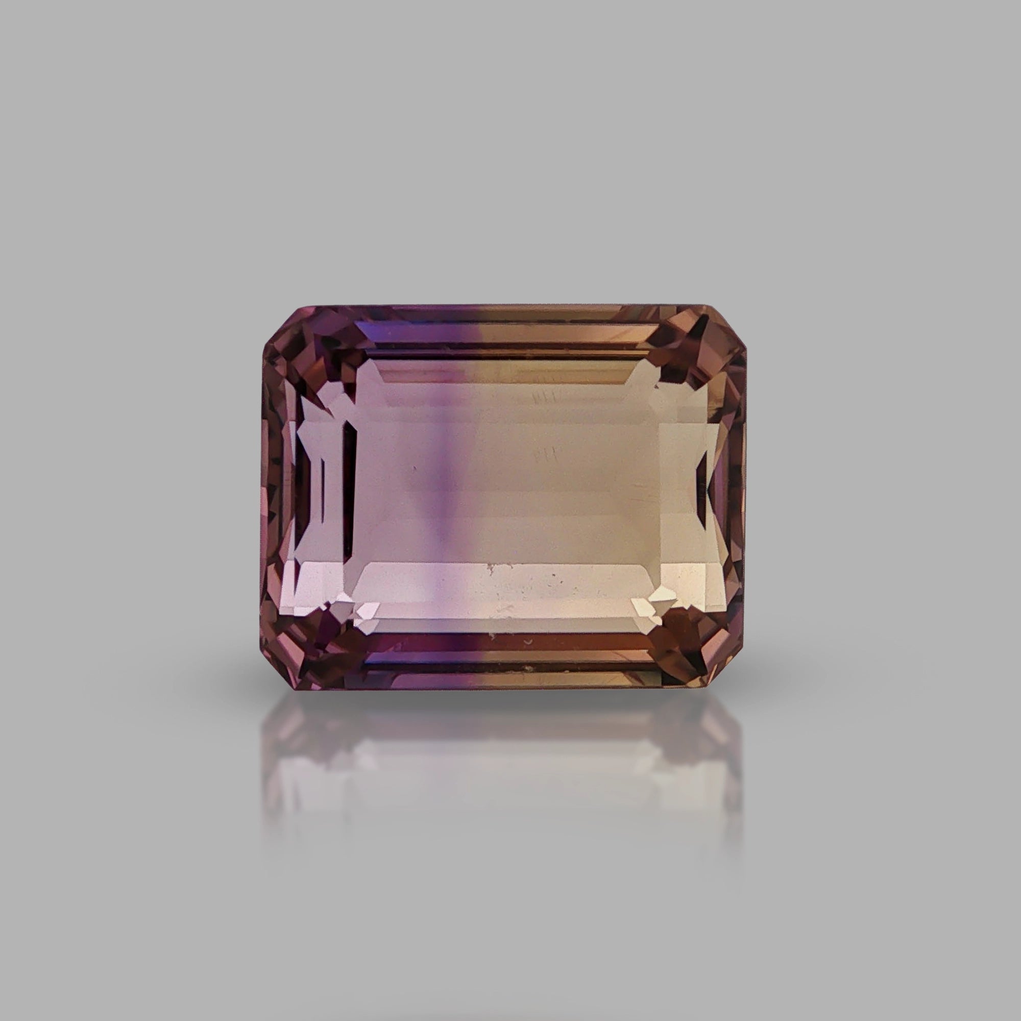 Natural ametrine, bicolor - vivid purple / vivid yellow, emerald cut, 14.37 ct, loose gemstone, view 5.