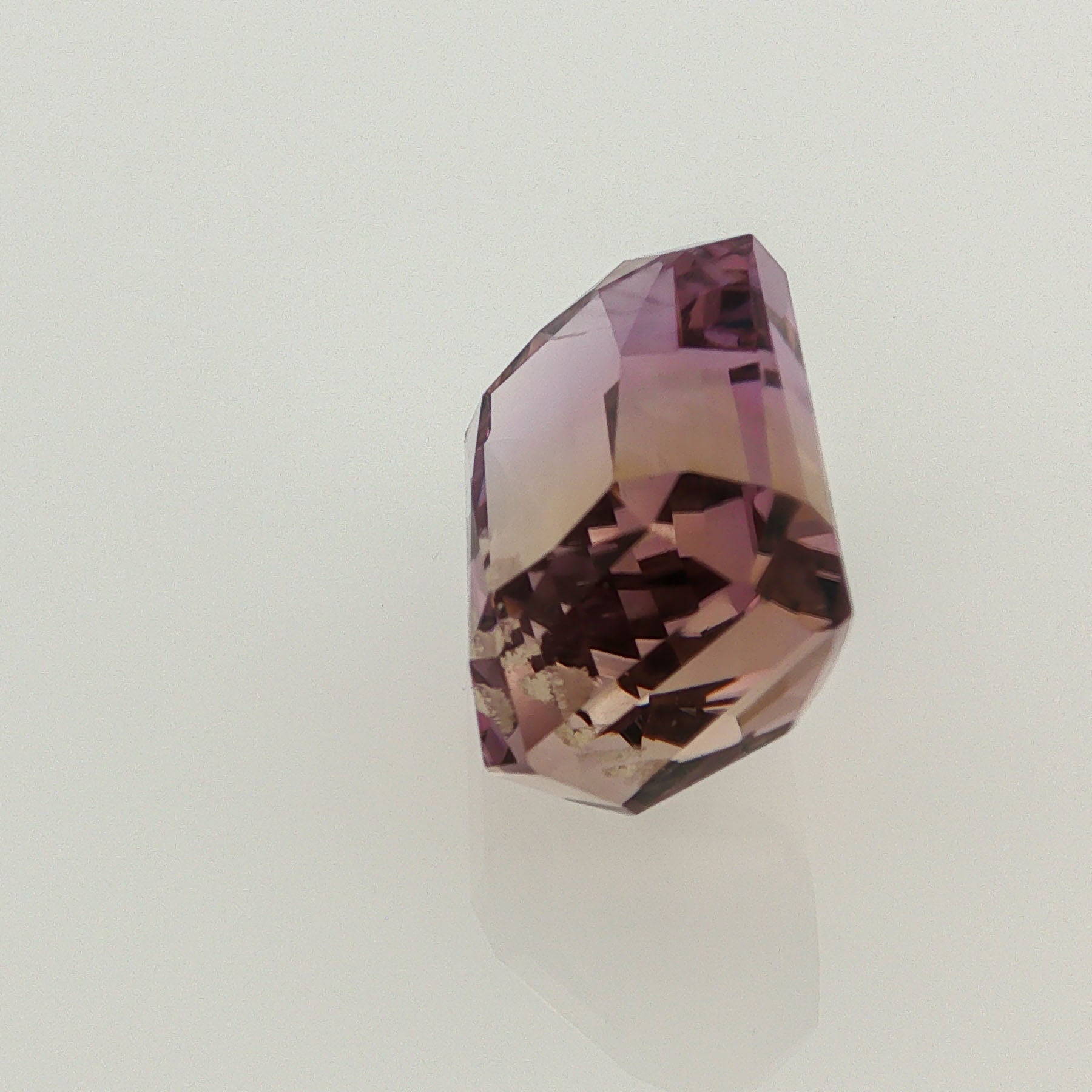 Natural ametrine, bicolor - vivid purple / vivid yellow, octagon cut, 17.18 ct, loose gemstone, view 2.