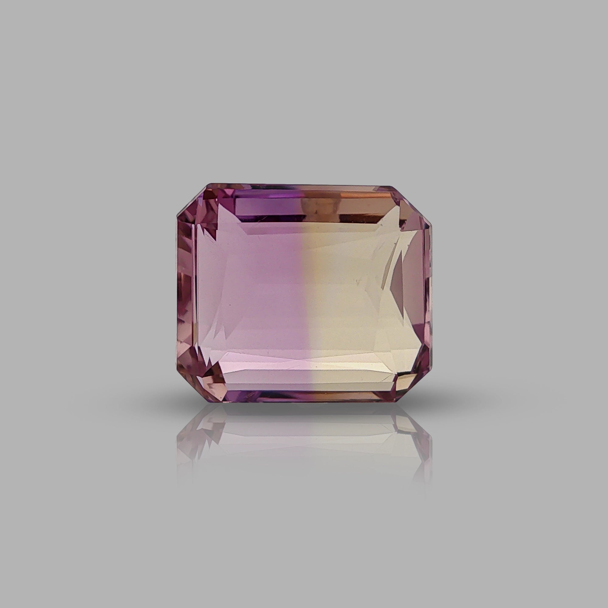 Natural ametrine, bicolor - purple / yellow, octagon cut, 17.82 ct, loose gemstone.