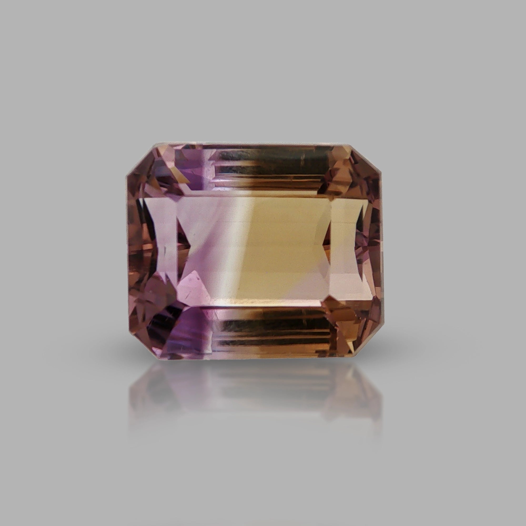 Natural ametrine, bicolor - vivid purple / vivid yellow, emerald cut, 19.57 ct, loose gemstone, view 5.