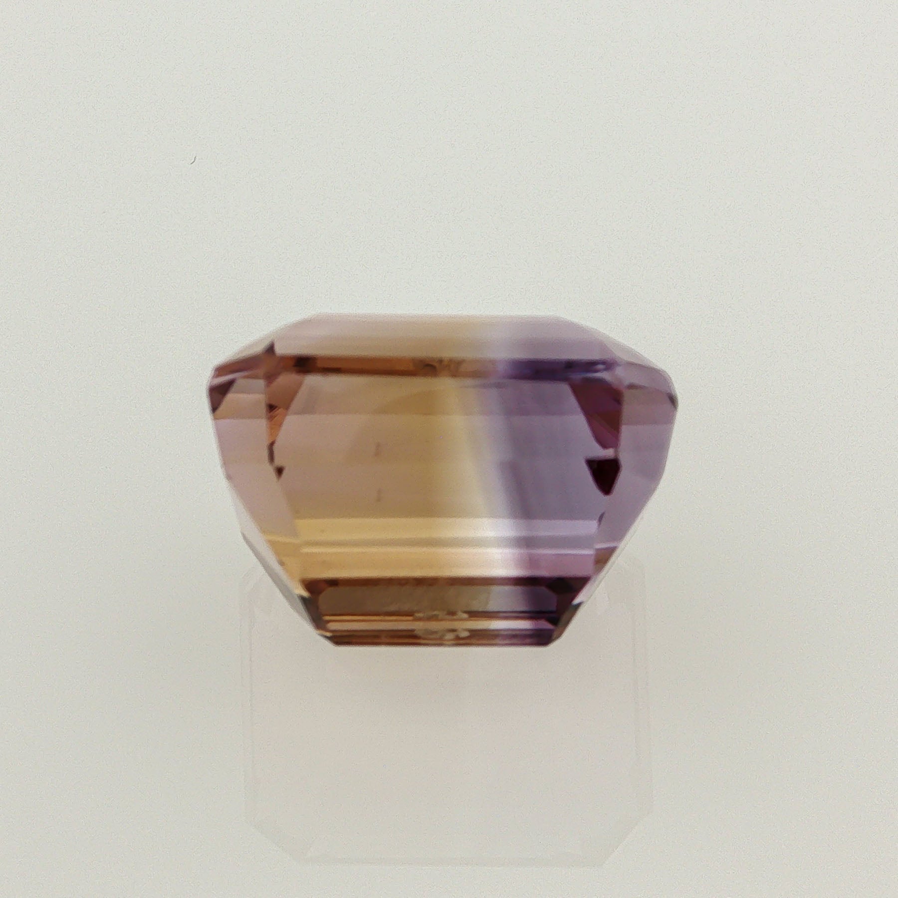 Natural ametrine, bicolor - vivid purple / vivid yellow, emerald cut, 19.57 ct, loose gemstone, view 3.