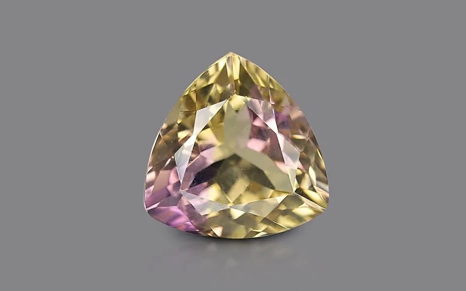Natural Ametrine 3.52 ct – Triangle Cut, Violet/Yellow, Untreated, GEMTRUE Certified