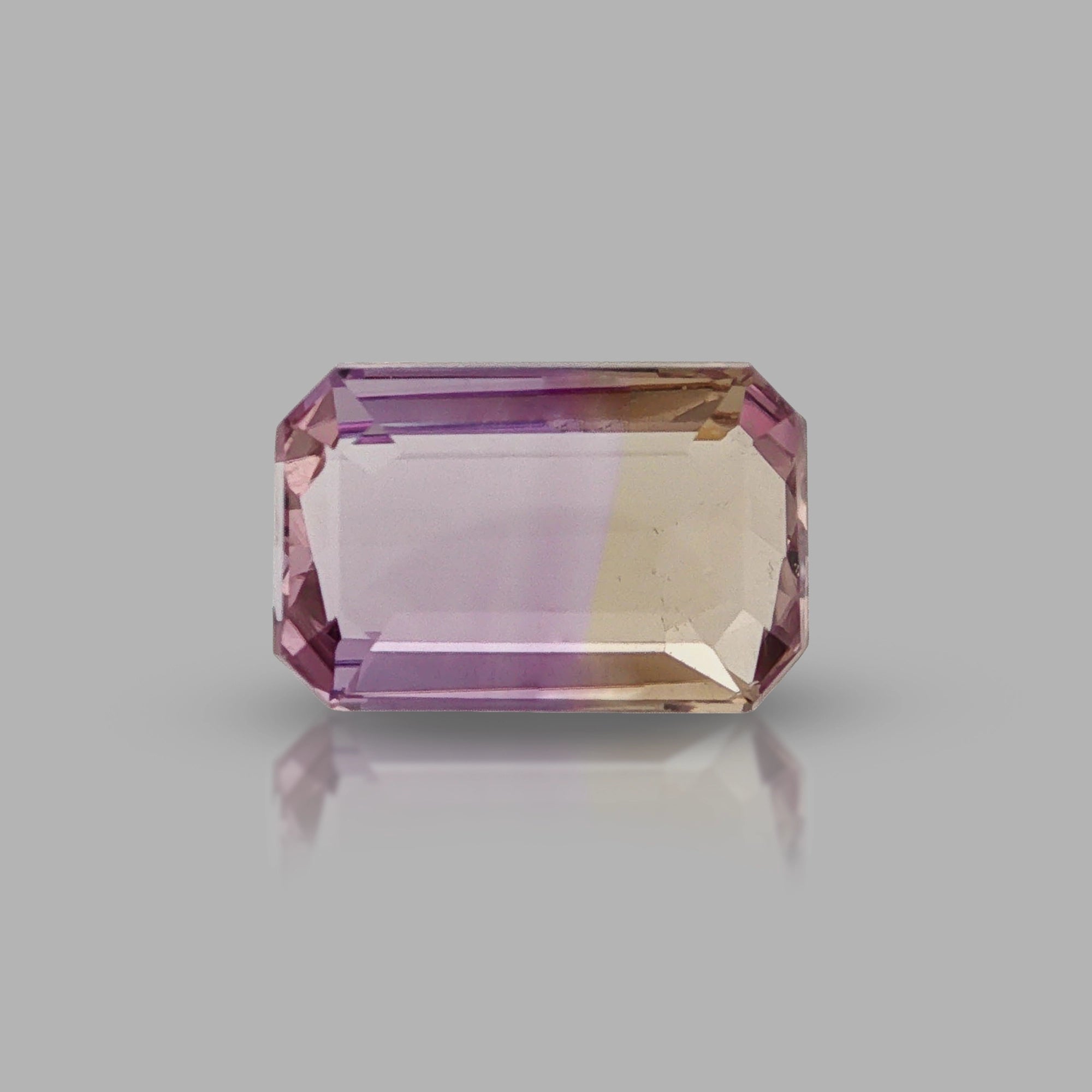 Natural ametrine, light purple / light yellow, emerald cut, 5.91 ct, loose gemstone, view 5.