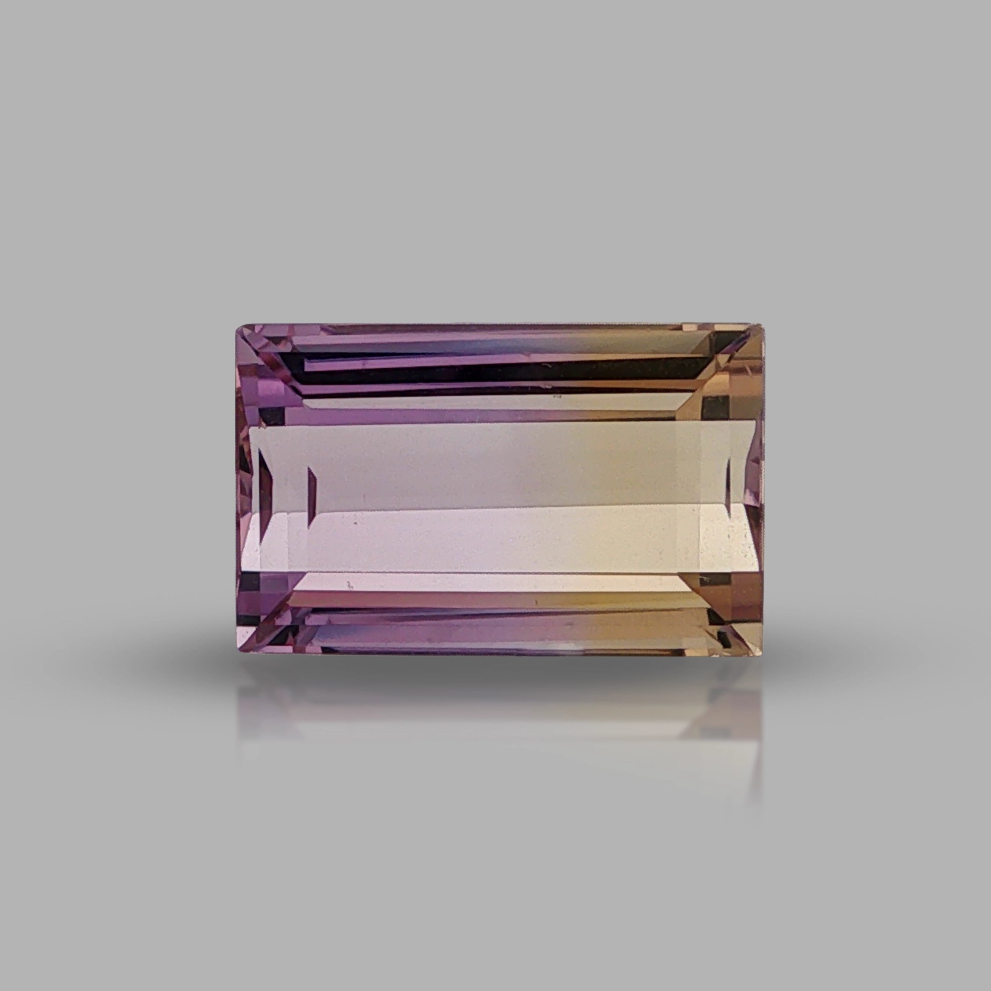 Natural ametrine, light purple / light yellow, rectangle cut, 5.93 ct, loose gemstone.