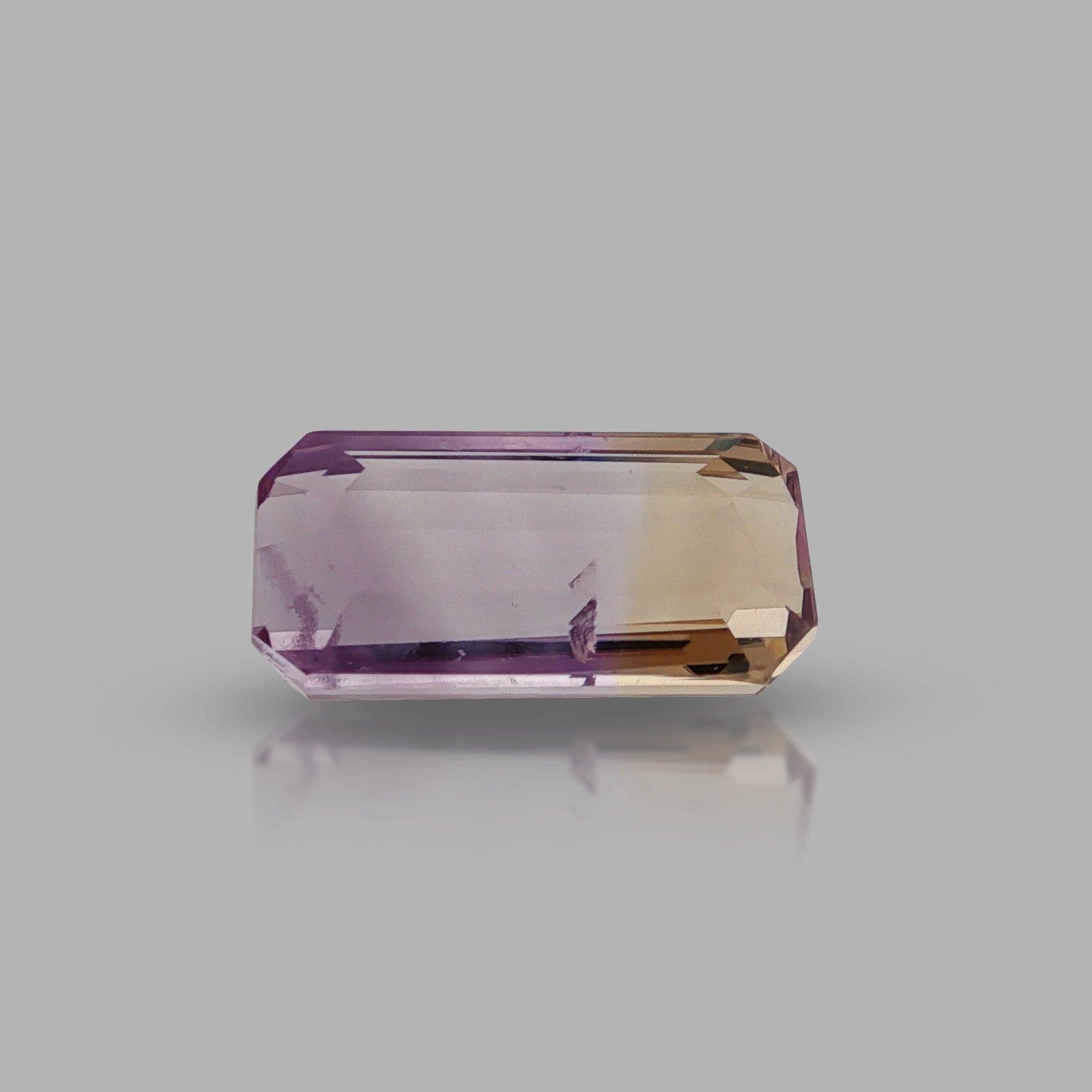 Natural ametrine, light purple / light yellow, emerald cut, 6.86 ct, loose gemstone, view 5.