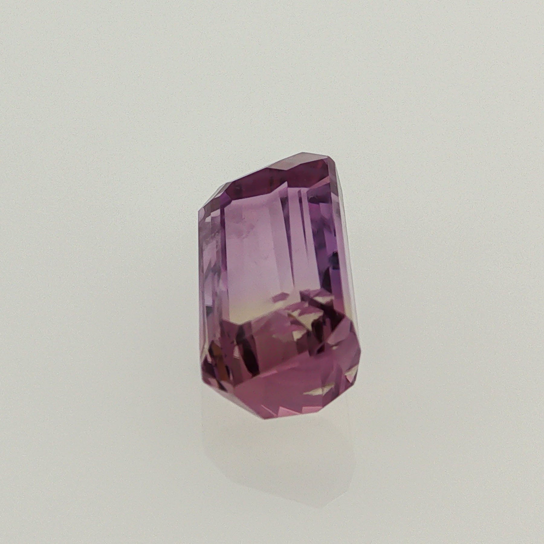 Natural ametrine, light purple / light yellow, emerald cut, 6.86 ct, loose gemstone, view 2.