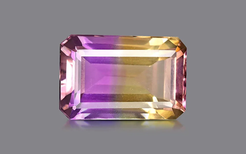 Natural ametrine, yellow,violet, octagon cut, 7.63 ct, loose gemstone.