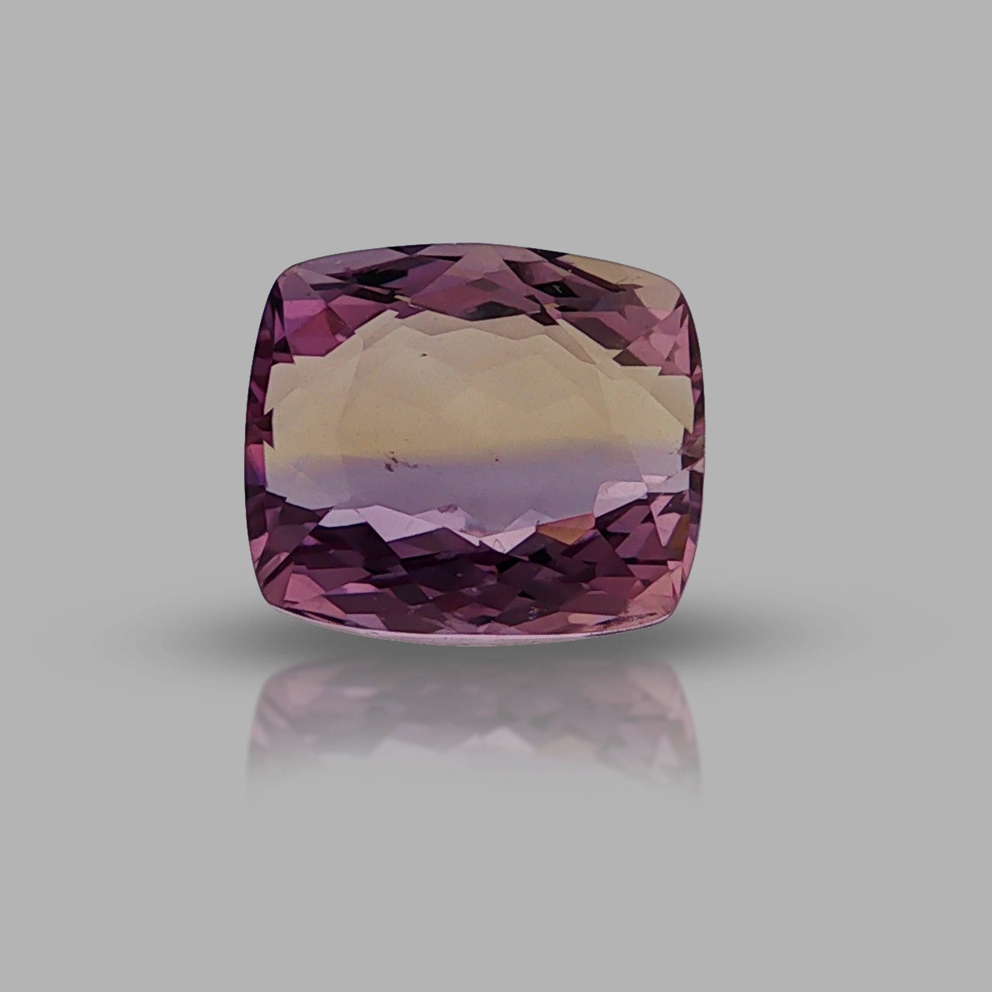 Natural ametrine, light purple / light yellow, cushion cut, 8.96 ct, loose gemstone.
