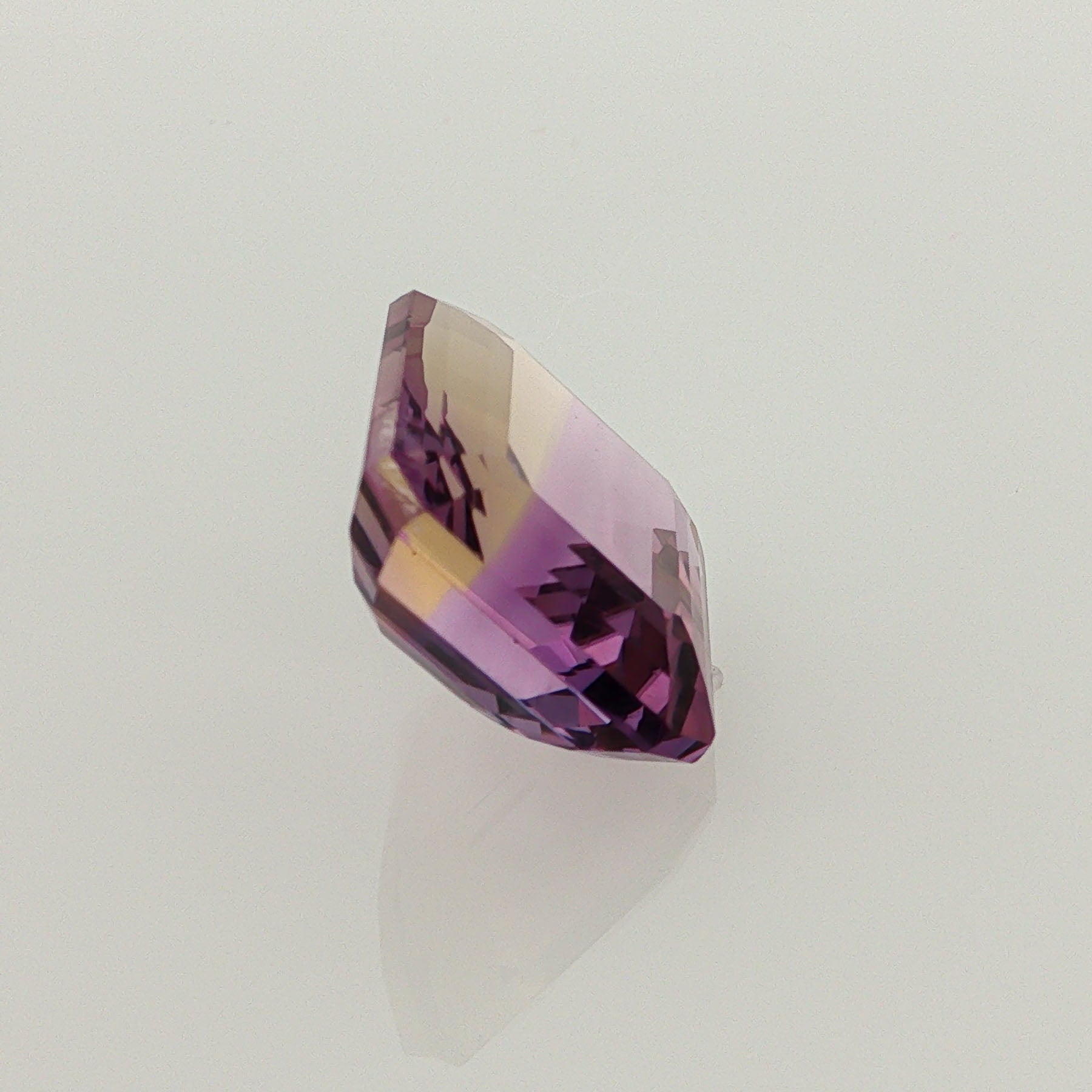 Natural ametrine, bicolor - vivid purple / very light yellow, emerald cut, 9.07 ct, loose gemstone, view 4.