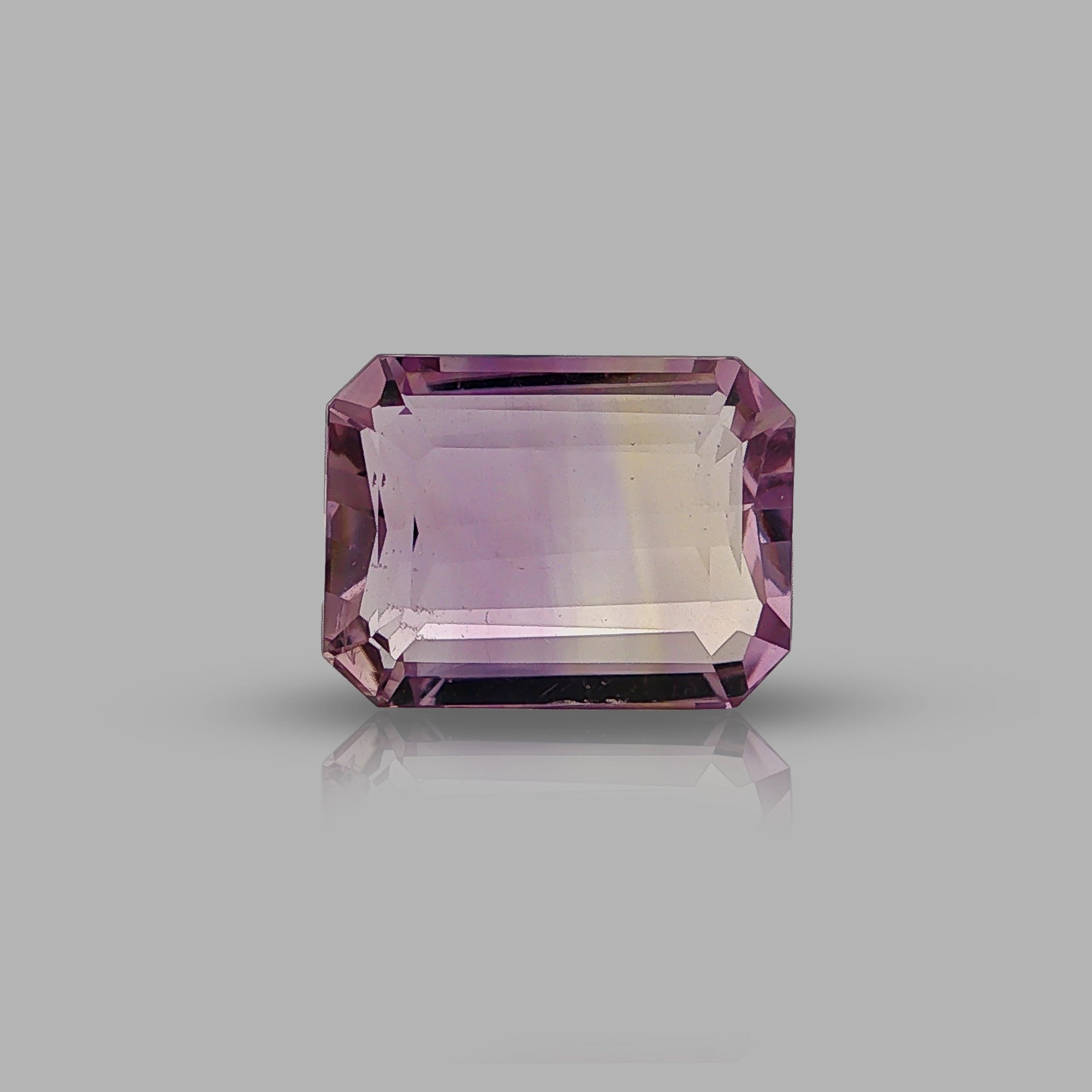 Natural ametrine, light purple / light yellow, rectangle cut, 9.48 ct, loose gemstone.
