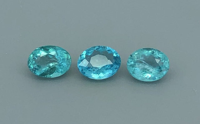 Natural Apatite 3.85 ct – 3 - Piece Set, Light Blue, Oval Cut, Untreated