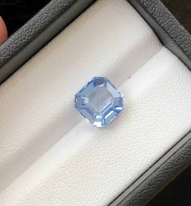 Natural Aquamarine 3.20 ct – Sea Blue, Asscher Cut, Irradiated, Brazil