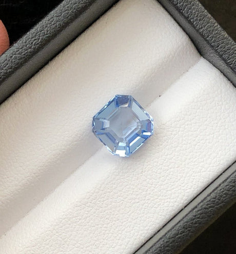 Natural Aquamarine 3.20 ct – Sea Blue, Asscher Cut, Irradiated, Brazil