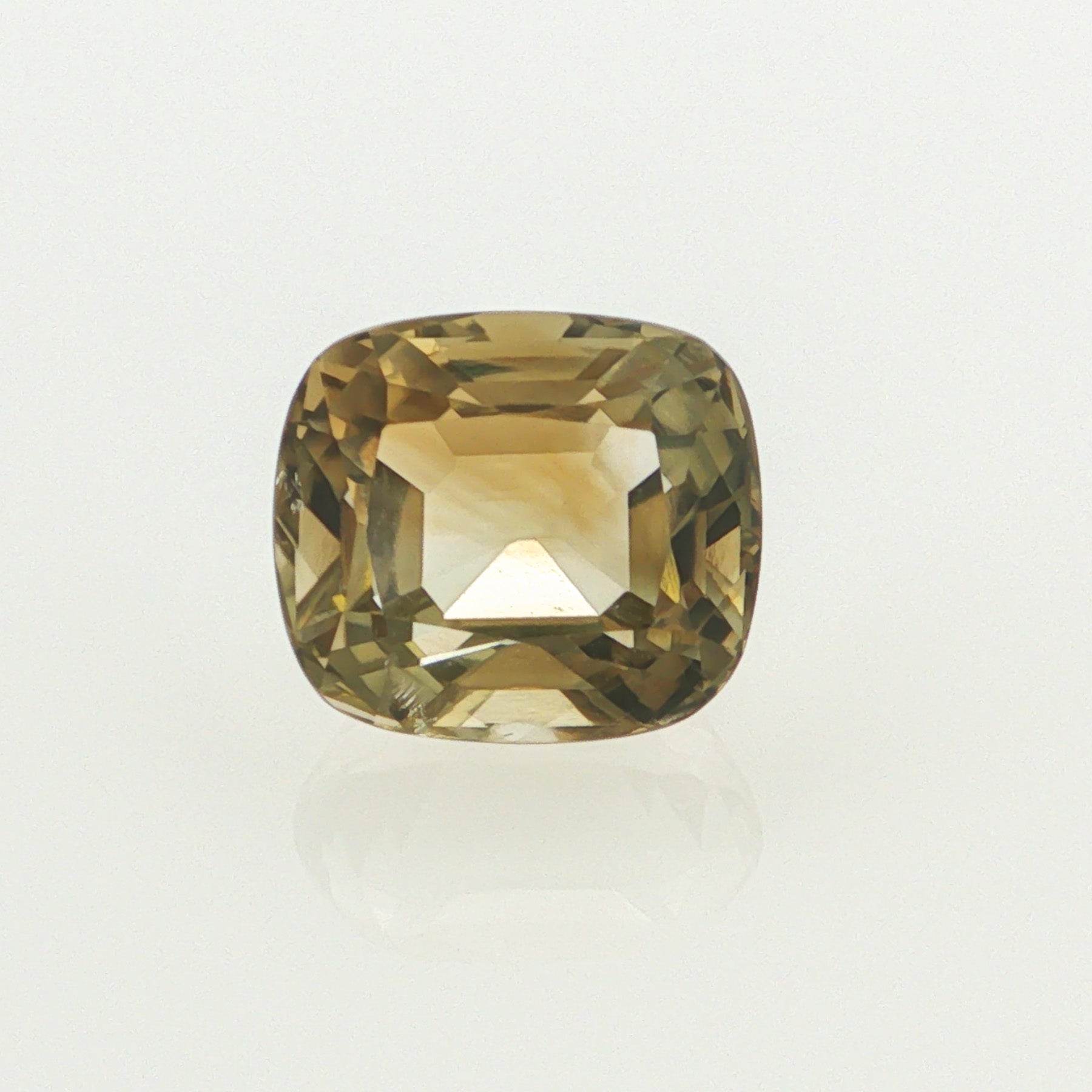 Natural citrine, greenish yellow, cushion cut, 5.49 ct, loose gemstone.