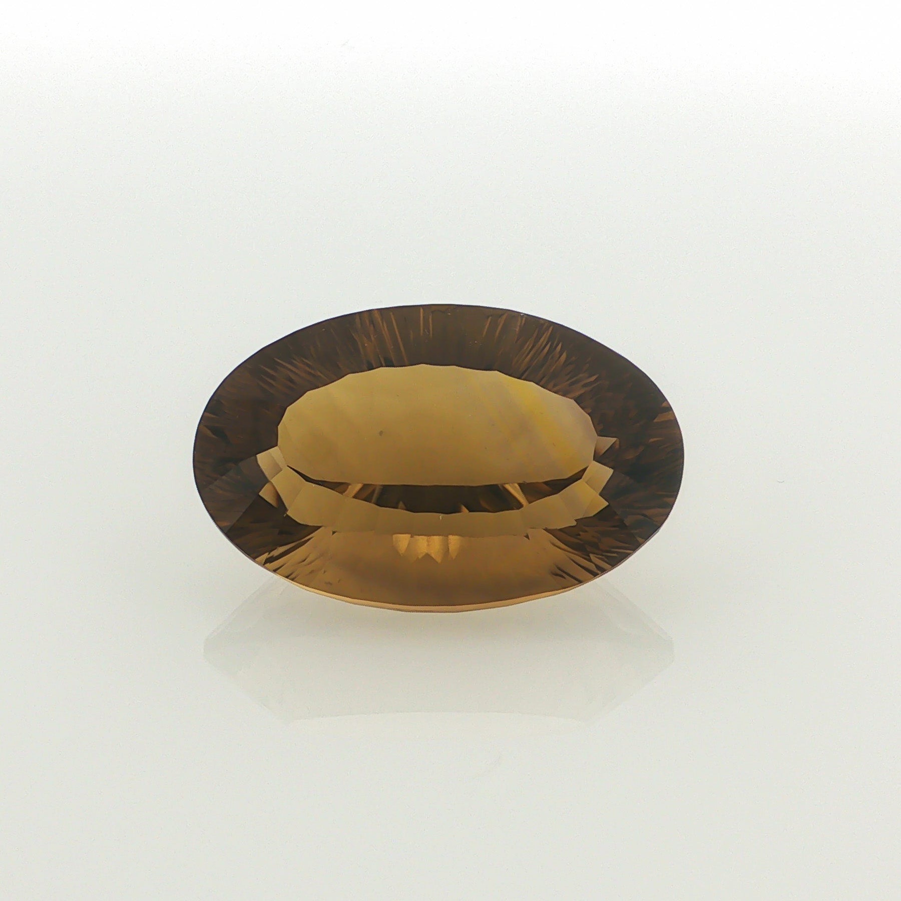 Natural heated citrine, brownish yellow, oval cut, 58.06 ct, loose gemstone.