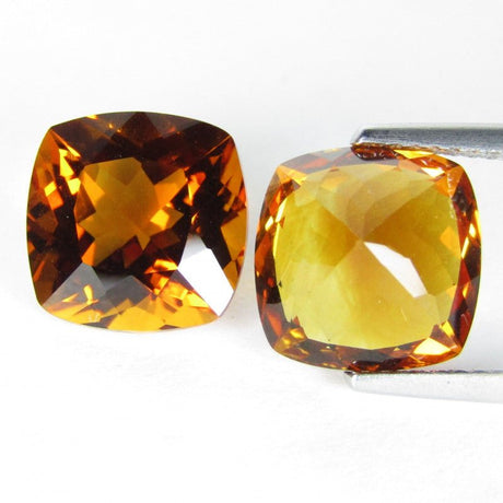 Natural Citrine matched pair 5.95 ct – Cushion Cut, Heated