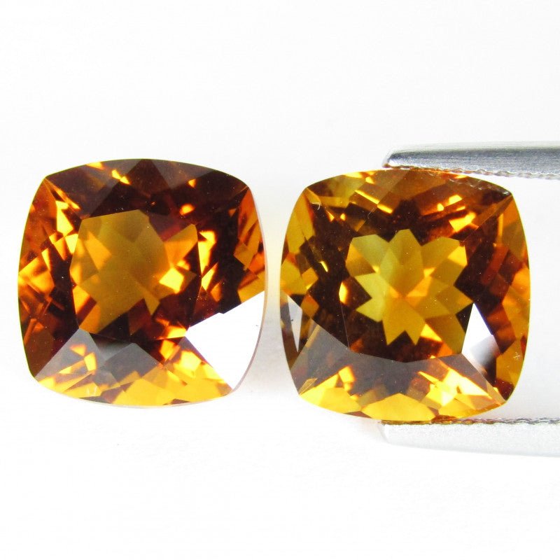 Natural Citrine matched pair 5.95 ct – Cushion Cut, Heated
