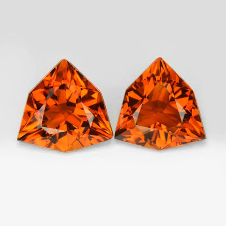 Natural Citrine, Matched Pair 8.09 ct – Fancy Trillion Cut, Heated