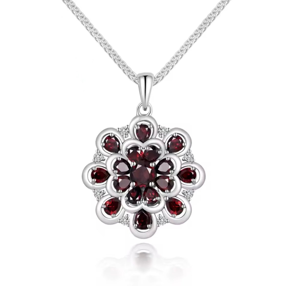 Natural Garnet Pendant 4.20 ct – Pear Cut, Gold Plated Silver, Latin - Inspired Design