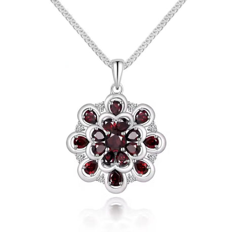 Natural Garnet Pendant 4.20 ct – Pear Cut, Gold Plated Silver, Latin - Inspired Design