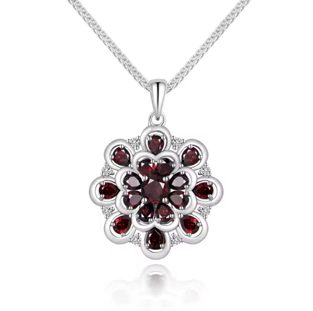 Natural Garnet Pendant 4.20 ct – Pear Cut, Gold Plated Silver, Latin - Inspired Design
