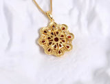 Natural Garnet Pendant 4.20 ct – Pear Cut, Gold Plated Silver, Latin - Inspired Design