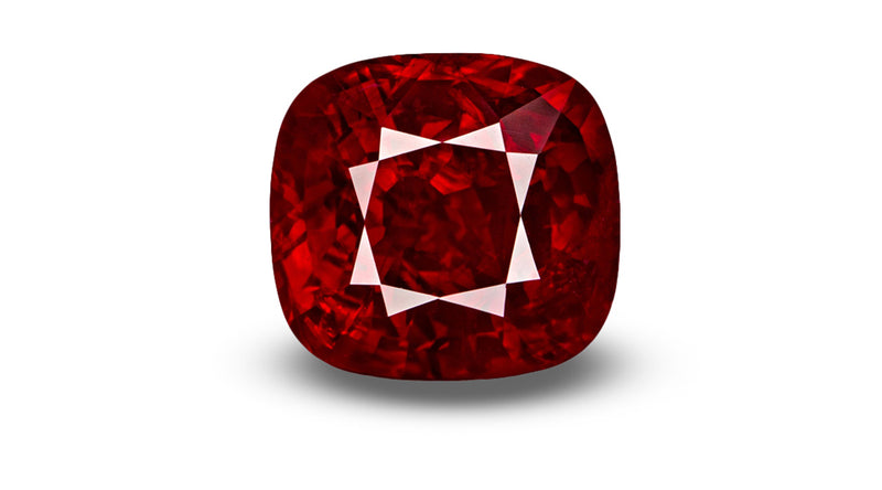 Natural red ruby in cushion cut