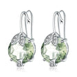 Natural Green Amethyst Earrings 6.65 ct – Round Cut, 925 Sterling Silver