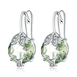 Natural Green Amethyst Earrings 6.65 ct – Round Cut, 925 Sterling Silver