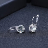 Natural Green Amethyst Earrings 6.65 ct – Round Cut, 925 Sterling Silver
