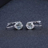 Natural Green Amethyst Earrings 6.65 ct – Round Cut, 925 Sterling Silver