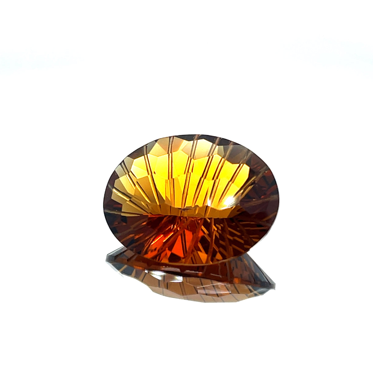 Natural Honey Citrine 19.11 ct – Oval Honeycomb Cut, Untreated