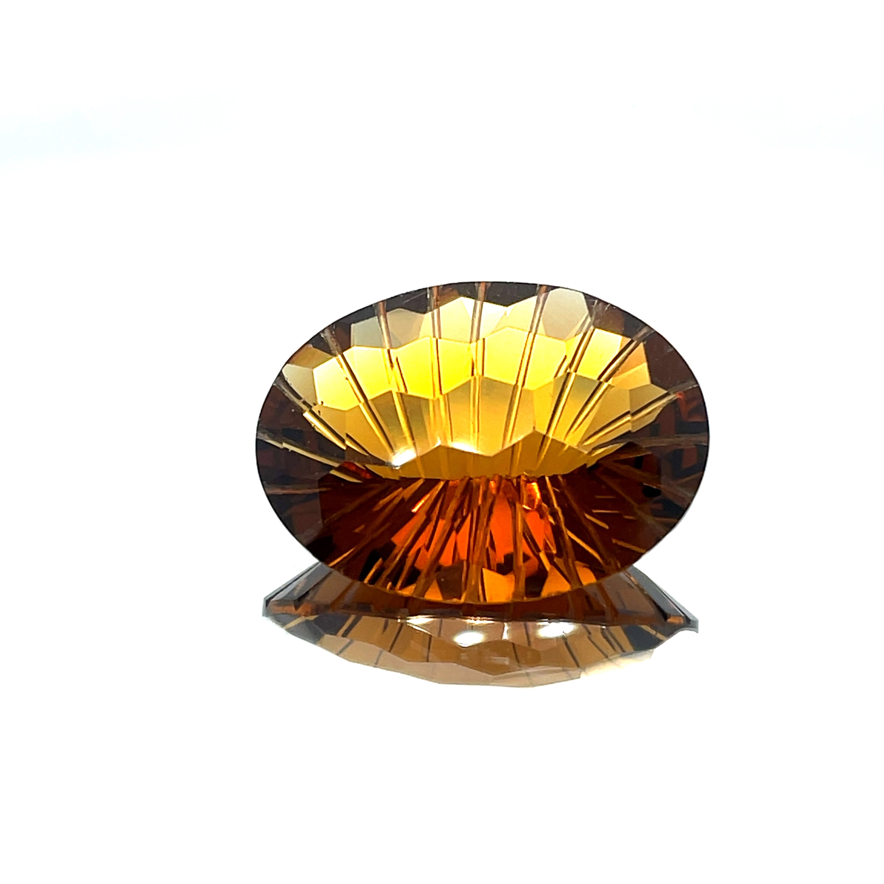 Natural Honey Citrine 23.38 ct – Oval Honeycomb Cut, Untreated