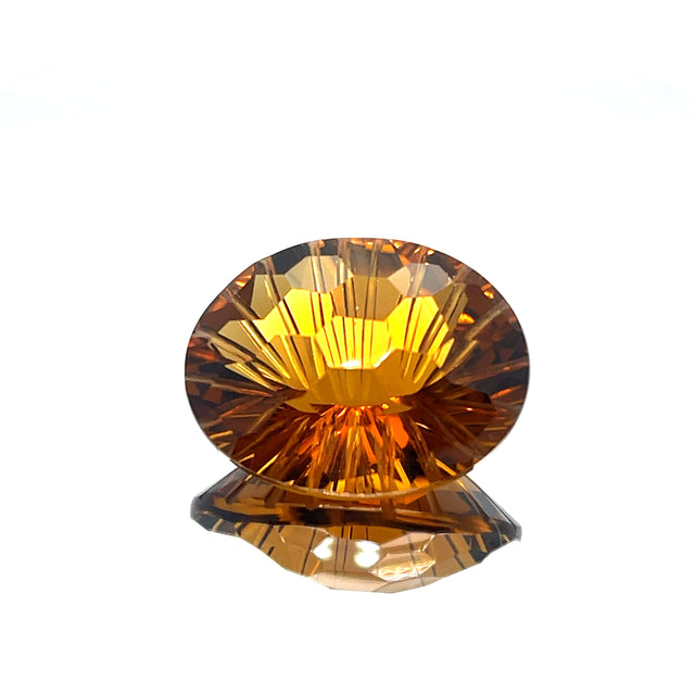 Natural Honey Citrine 25.78 ct – Oval Honeycomb Cut, Untreated