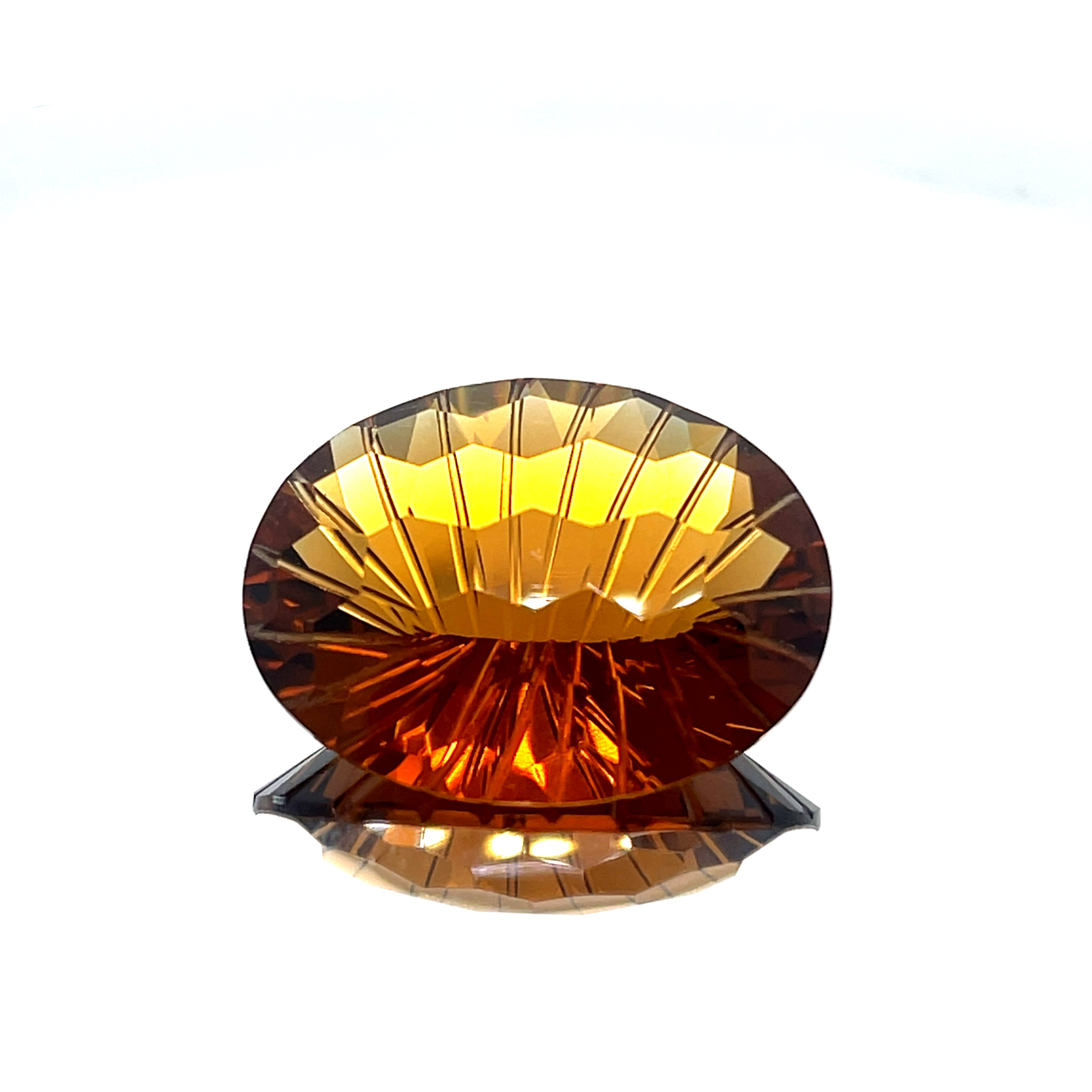 Natural Honey Citrine 26.11 ct – Oval Honeycomb Cut, Untreated