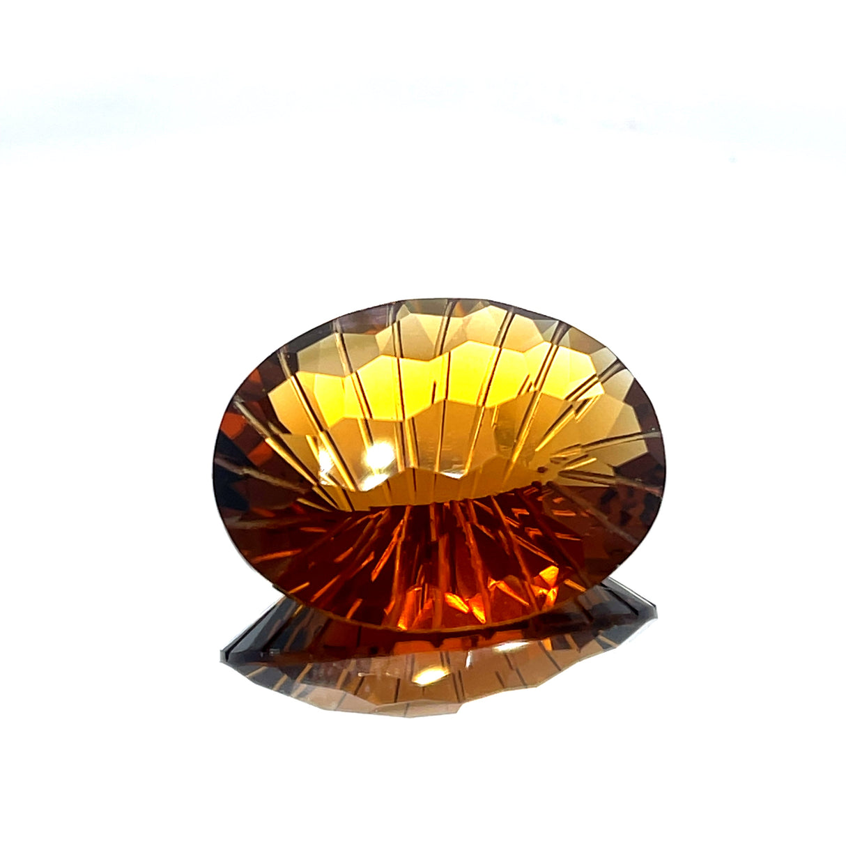 Natural Honey Citrine 26.11 ct – Oval Honeycomb Cut, Untreated