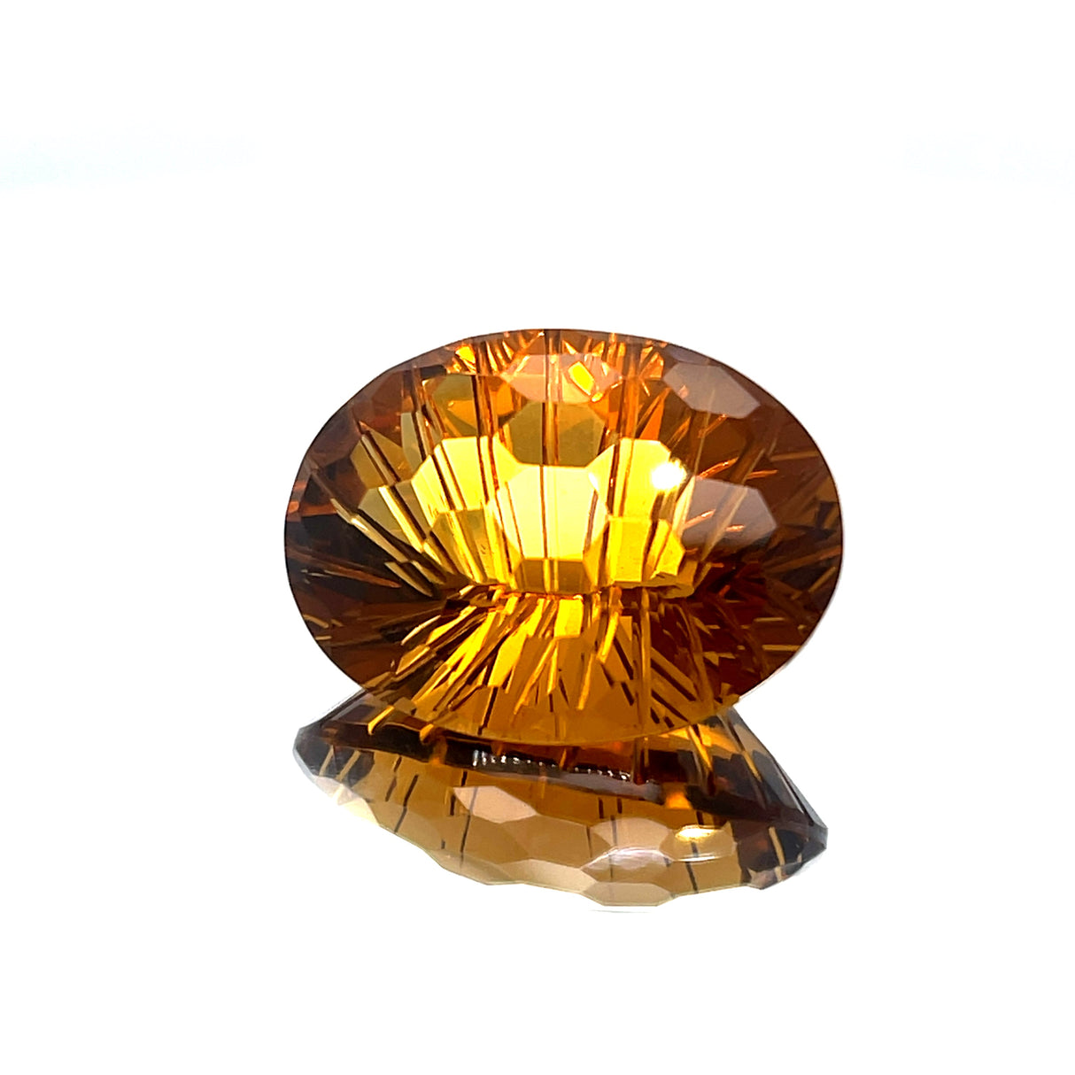Natural Honey Citrine 30.59 ct – Oval Honeycomb Cut, Untreated