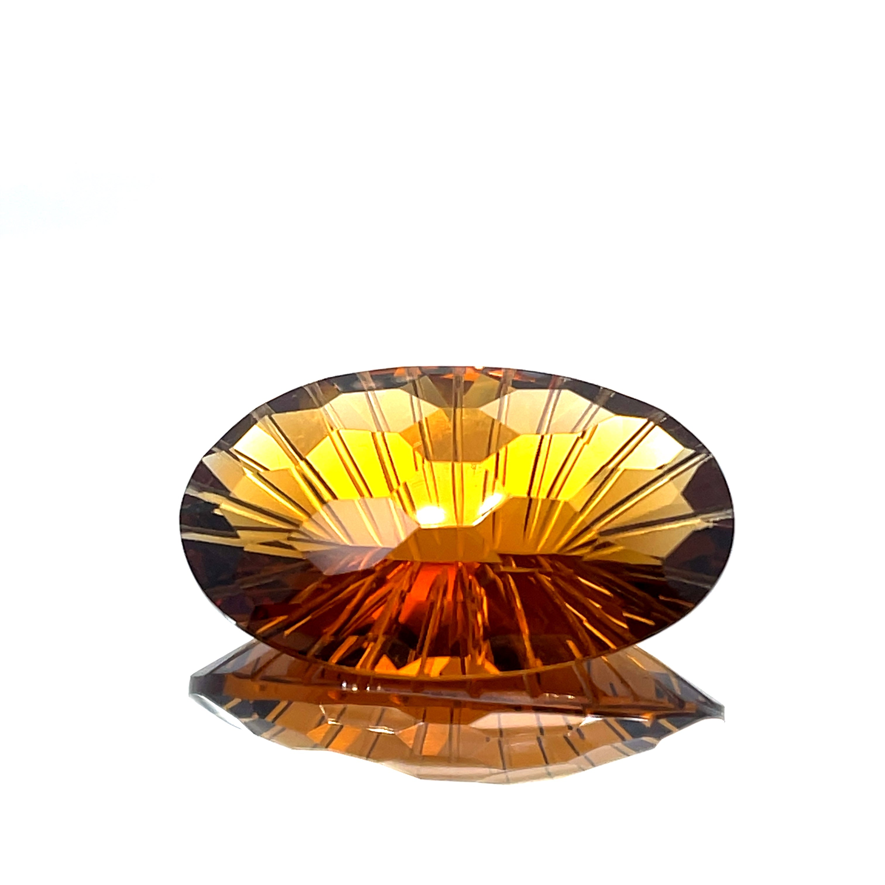 Natural Honey Citrine 36.39 ct – Oval Honeycomb Cut, Untreated