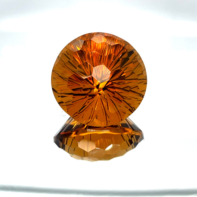 Natural Honey Citrine 38.37 ct – Round Honeycomb Cut, Untreated