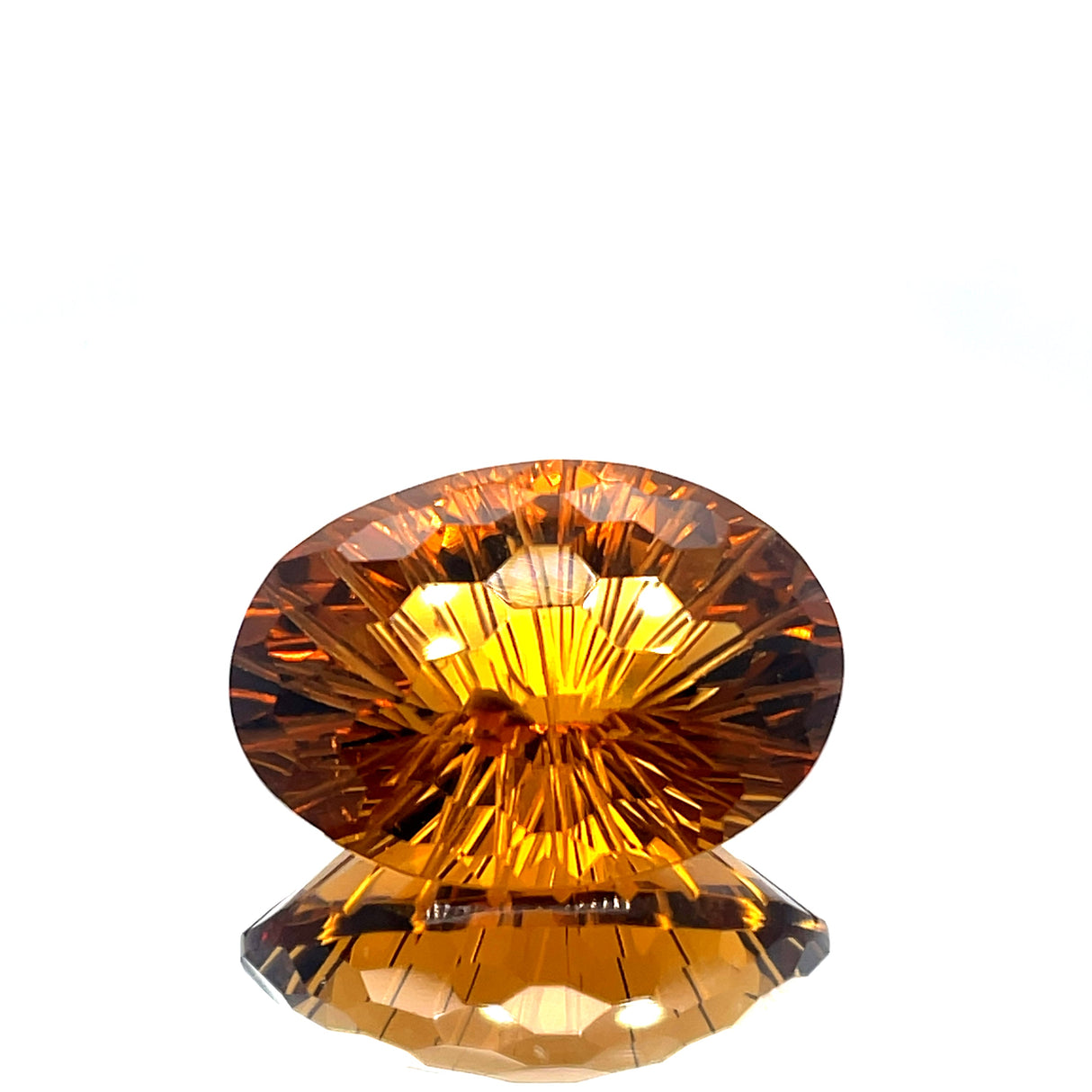 Natural Honey Citrine 38.82 ct – Oval Honeycomb Cut, Untreated